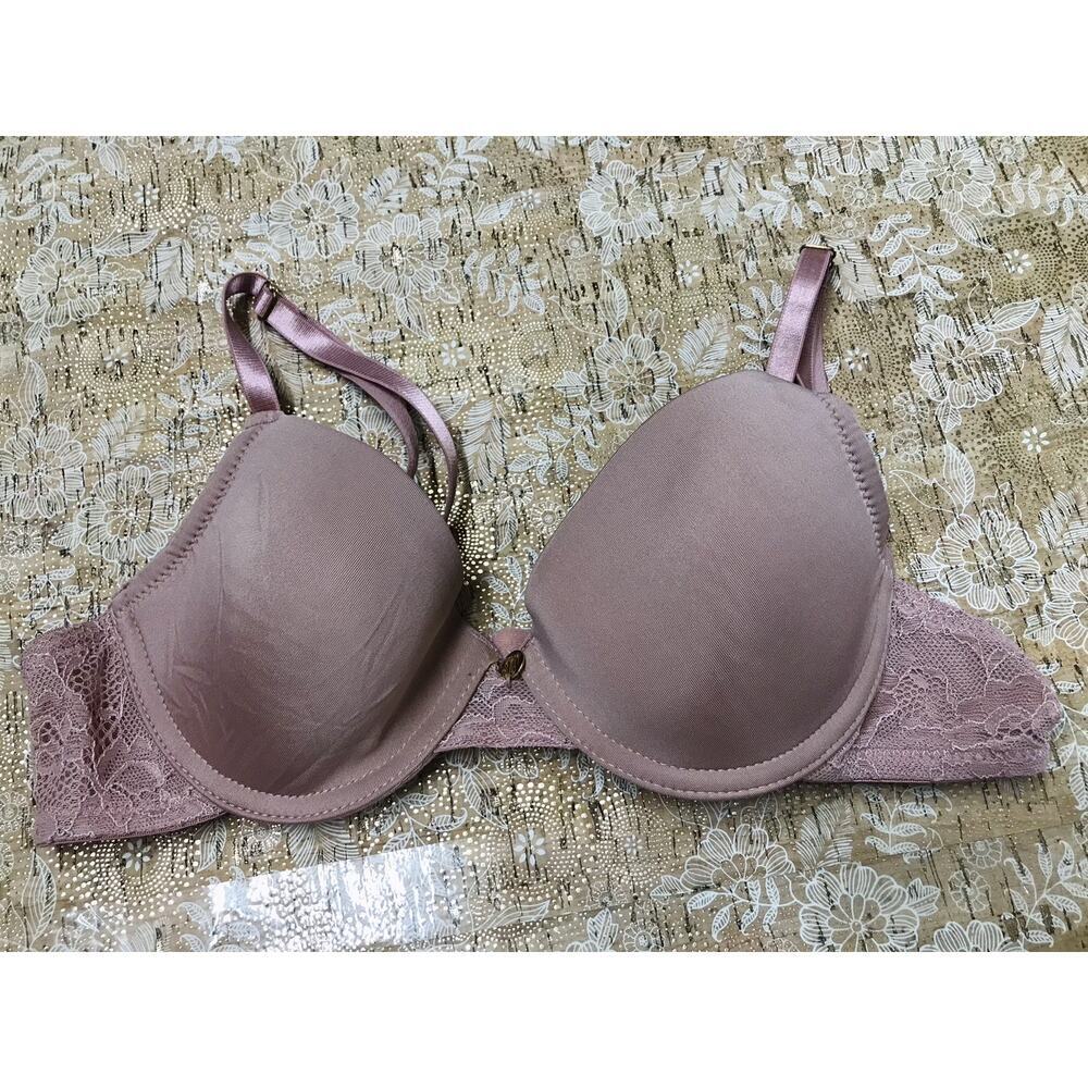 Jason Wu Womens Pink Contour Unlined Demi Underwire Bra Size 32B Underwired Lace